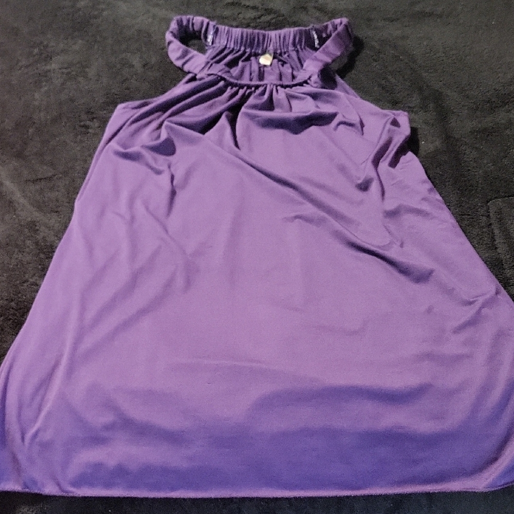 Purple Sleeveless Ruffled Blouse